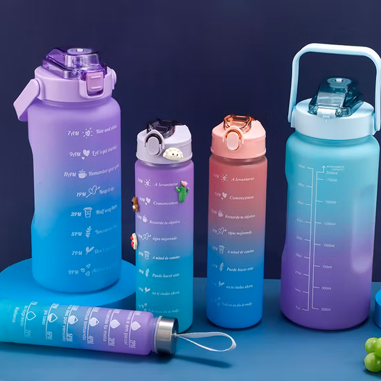 3PCS 야외 휴대용 플라스틱 컵 대용량 주전자 1200ml 스포츠 물병