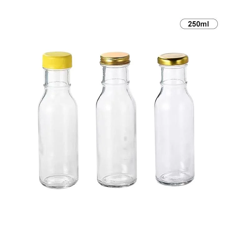 8oz 12oz 16oz Ring Neck Hot Sauce Beverage Juice Wter Drinking Glass Bottle with Different Lids