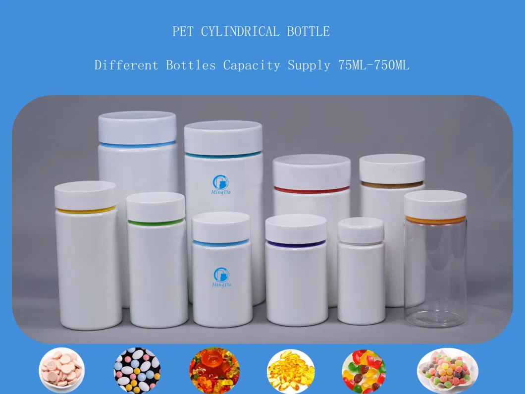 Food Grade Colorful 150ml Cylindrical Plastic Bottle